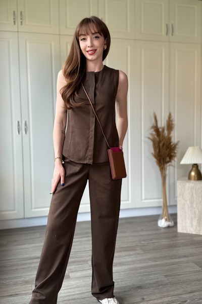 Dilay Gökoğlu Butik Linen Buttoned Vest Set