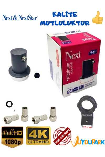 UYDUPARK Next Tek Çıkışlı Çanak Anten Lnb'si+Lnb Kelepçesi+4 Adet Contalı Kon...