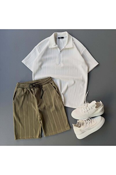 viperkombin Men's Report T-Shirt and Shorts 2-Piece Set Wide Cut Tok Structur...