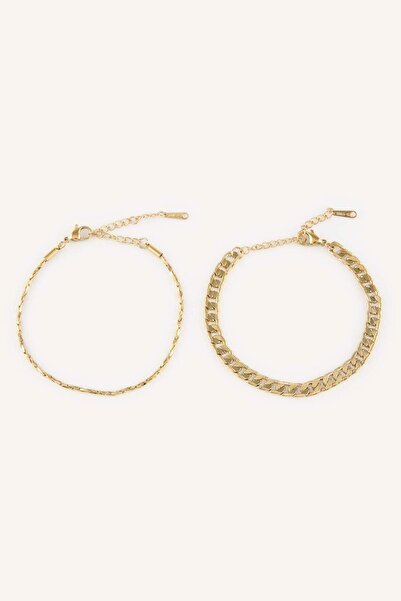 DeFacto Women's Gold Color 2-Piece Bracelet H2252Axns