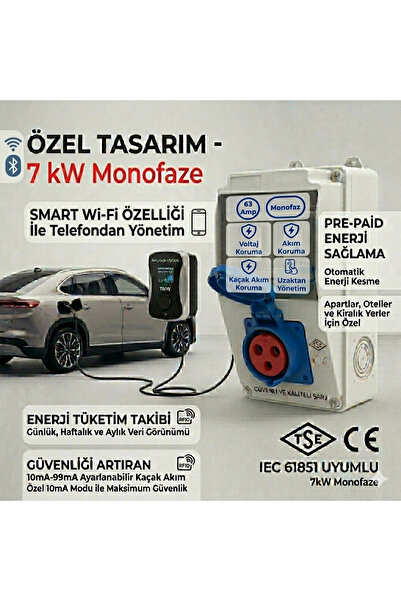ReparAuto Ön Ödemeli Wi-Fi Elekrikli Araç Şarj Istasyonu Korumu Ve Enerji Ölçüm Kombinasyon Kutusu