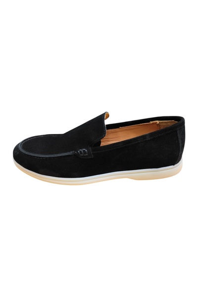 King Shoes أحذية لوفر سوداء من جلد الغزال