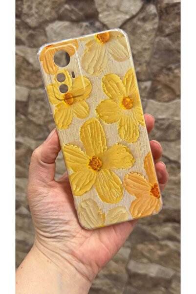Vip Case Redmi Note 12S Uyumlu Sarı Çiçek Desenli Şeffaf Darbe Emici Kamera K...