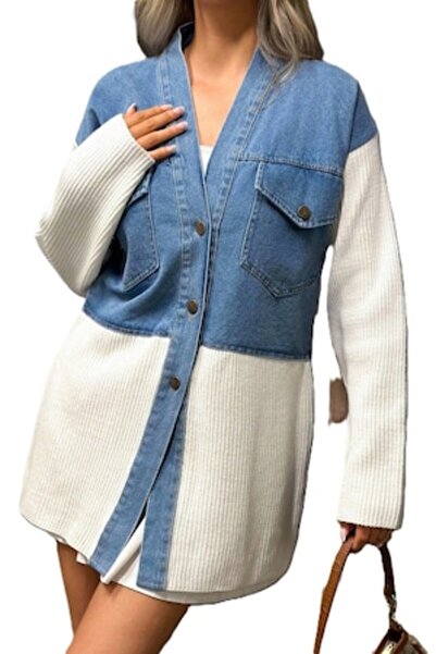 StreetWear Outlet Women's Cardigan, With Shirt-Type Denim Accents, With Pocke...