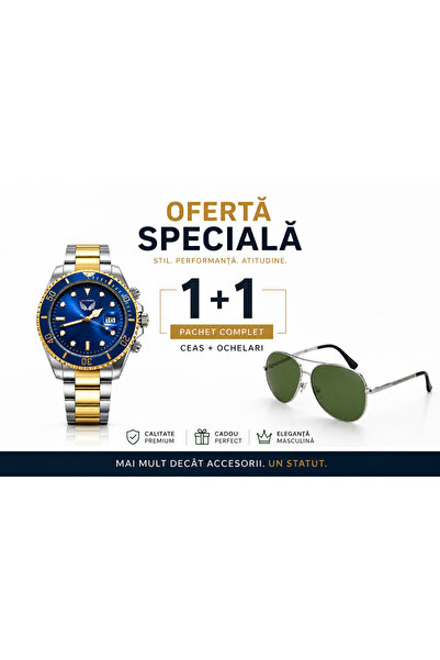 ULYSSES Men's gift set premium watch and aviator sunglasses - special offer 1+1