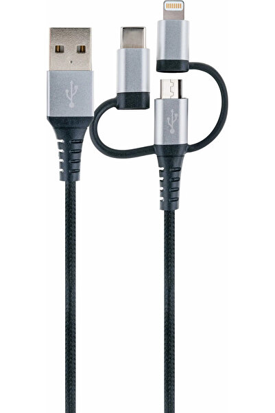 Schwaiger Ladekabel USB 2.0 A > 3-in-1 1,5m Schwarz/Silber