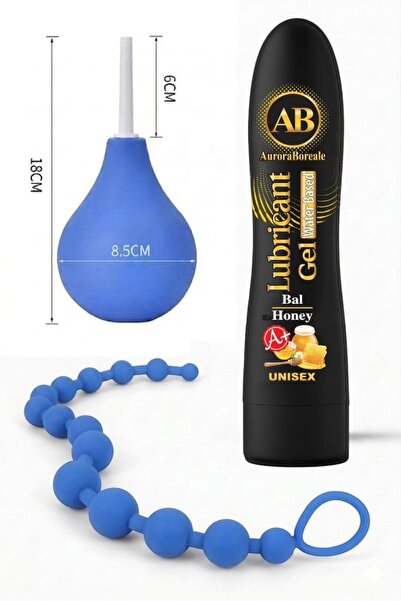 AuroraBoreale Premium Ballı Kayganlaştırıcı Jel Mavi Temizleme Pompası Boncuk...