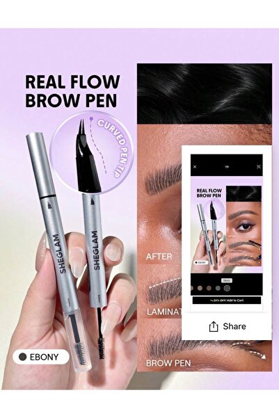 SHEGLAM Real Flow Laminating Brow Pen (Laminasyon Etkili İnce Uçlu Kaş Kalemi...