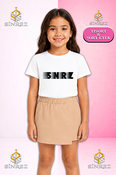 SİNREZ Set pentru fete SNRZ SYH GOLGE PRINT Tricou cu mânecă scurtă imprimat ...