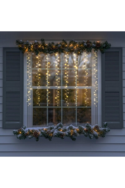OEM Christmas curtain installation, 280 LEDs, warm light 2800-3000K, 2.1x1.7m...
