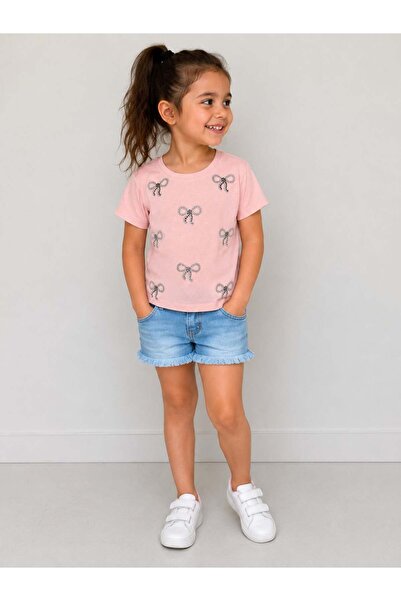 ModaPlaza Girl's Ribbon and Stone T-Shirt 10940