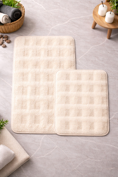 Bikaya Home Set WC Simirna Kare din 2 piese |   Textură moale și bază anti-al...
