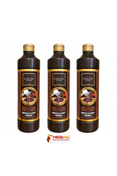 Callei Chocolate 3 Adet Sütlü Çikolata Waffle & Pankek & Krep Sosu 1 Kg x 3 Adet