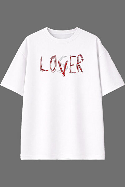 VSRN Lovser Design Front Printed White Oversize T-Shirt