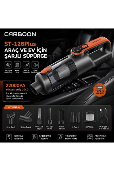 CARBOON ST-126 PLUS ÇOK GÜÇLÜ 7 FARKLI BAŞLIK ŞARJLI SÜPÜRGE