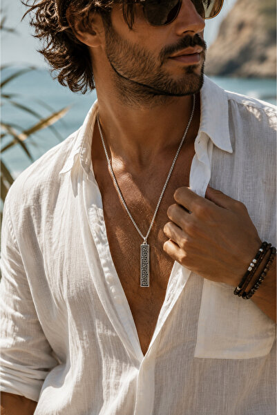 magıcgrange Ancient Greek Spirit Minimalist Necklace – Bohemian Men's Accesso...