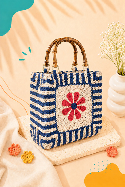 Little Wow! Things Capri Belle Pötikare Astarlı Suni Bambu Saplı Yazlık Kadın...