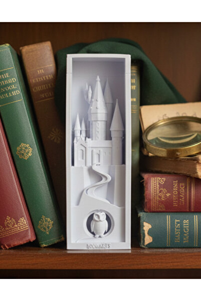 ART3 COLLECTION Hogwarts Şatosu ve Baykuş Kitaplık Süsü - Dekoratif Book Nook...