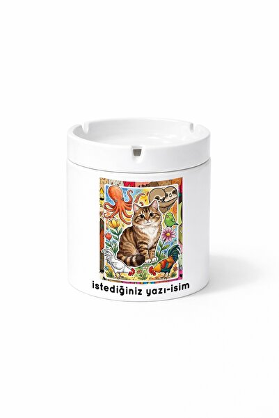 Kirbi Reklam Animal American Bobtail American Cat Double Sided Printed Ash Tr...
