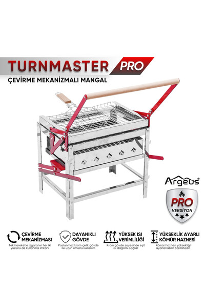 ARGEUS Çevirme Mekanizmalı Krom Mangal - Yükseklik Ayarlı - Turnmaster Pro