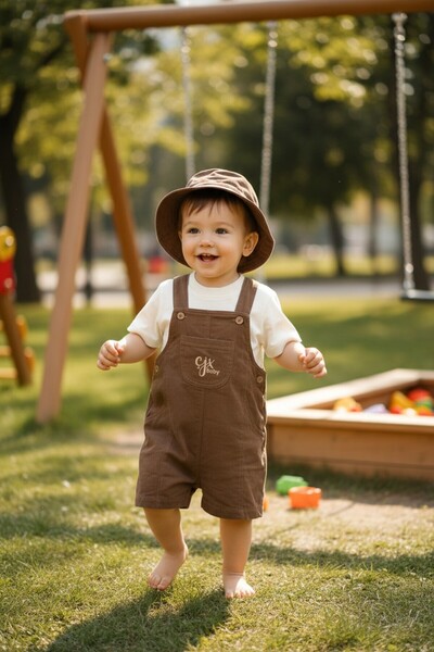 Nio Lua Bebek Gabardin Şapkalı Salopet 3'lü Takım Kurtarıcı Kombin Set