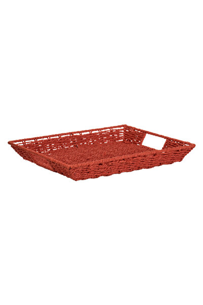 Zumzeria Cos - Decorative Woven Red Tray for Christmas Drinks 38x29x5.5cm
