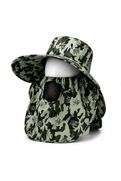 SAVEX Ense Korumalı Outdoor Şapka - Maskeli - Kamuflaj (M-6)-