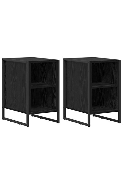 vidaxl Noptieră 2 pcs Stejar Negru 39.5 x 30 x 50 cm Lemn compozit