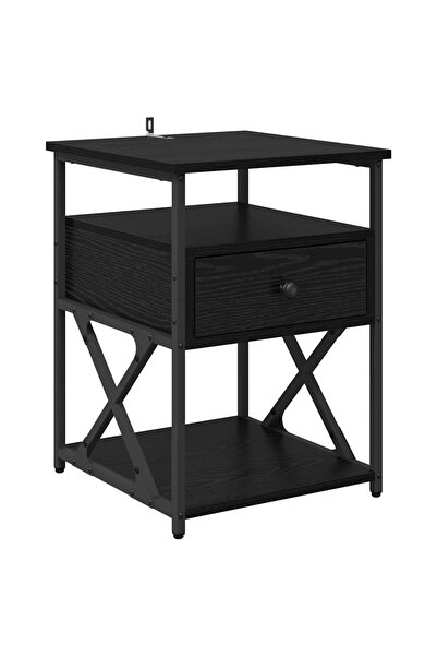 vidaxl Dulap de noapte Stejar Negru 40 x 42 x 55 cm Lemn compozit