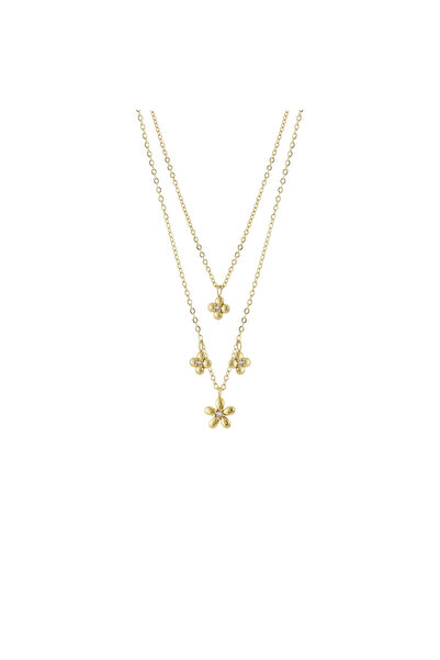 Loisir Double necklace plated with 18k gold and flower elements Flower