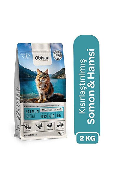obivan Sterilised Somonlu ve Hamsili Kısırlaştırılmış Kedi Maması 2 Kg