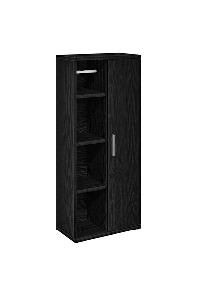 vidaxl Bathroom cabinet with roller stand, black, 39x22x90 cm