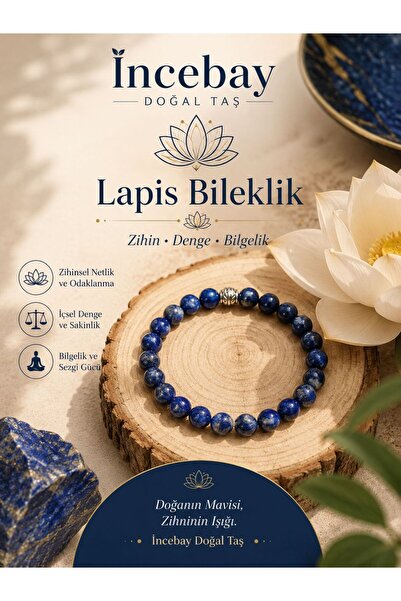 İNCEBAY DOĞALTAŞ Bilgelik ruhsal koruma simgesi Lapis taşı bileklik