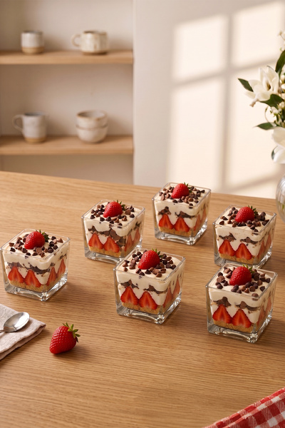 Porsima 13878 Vanes Prizma 6-Piece Glass Bowl Pudding Dessert and Ice Cream B...