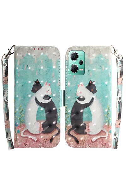 sscase 3D Coloured Θήκη Πορτοφόλι Black White Cat (Xiaomi Redmi Note 12 5G/Po...