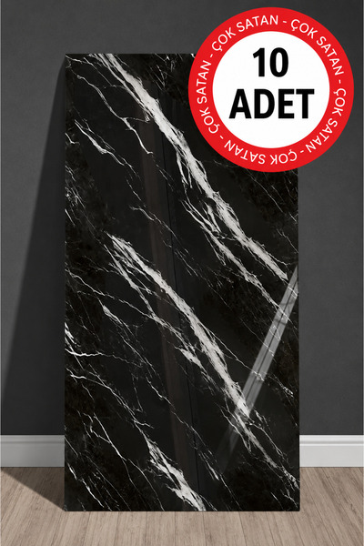 UKAB DEKOR 10 Adet 30x60 Cm Dekoratif Mermer Desenli Kendinden Yapışkanlı Duv...