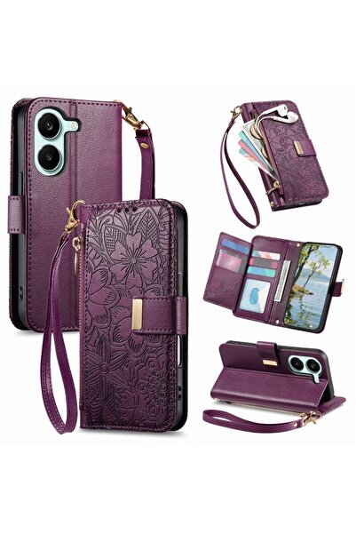 sscase Floral Zipper Θήκη Πορτοφόλι Purple (Xiaomi Poco X8 Pro 5G)