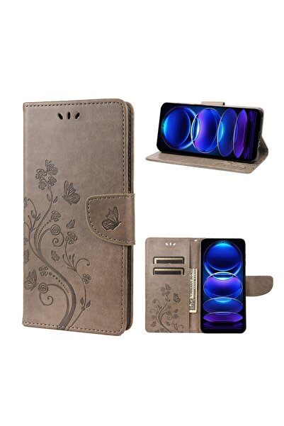 sscase Butterfly Flower Θήκη Πορτοφόλι Grey (Xiaomi Redmi Note 12 5G/Poco X5 5G)