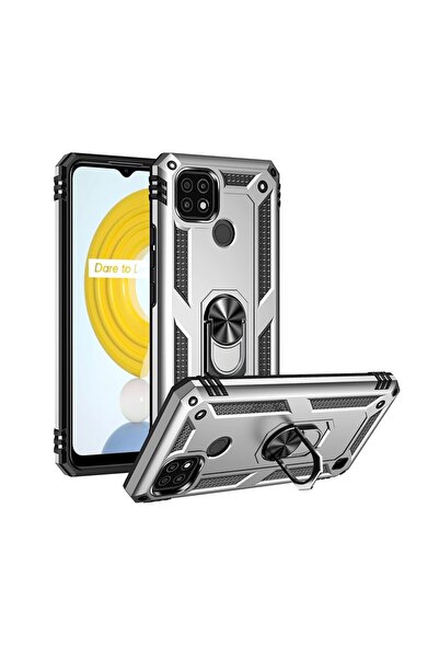 sscase Shockproof TPU + PC Σκληρή θήκη με Δαχτυλίδι Silver (Realme C21/C11 2021)