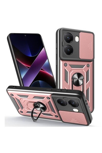 sscase Sliding Camera Σκληρή Θήκη με Δαχτυλίδι Rose Gold (Xiaomi Poco X7 Pro 5G)