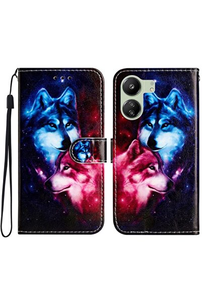 sscase Colored Drawing Θήκη Πορτοφόλι Couple Wolf (Xiaomi Redmi 13C/Poco C65)