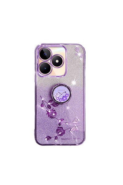 sscase Glitter Flower Θήκη Σιλικόνης με Δαχτυλίδι Purple (Realme C51)