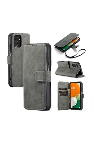 sscase DG.MING Retro Oil Edge Flip Leather θήκη Πορτοφόλι Grey (Samsung Galax...