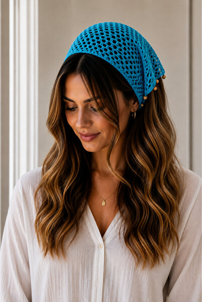 MAVEA Knitted Beaded Hair Bandana