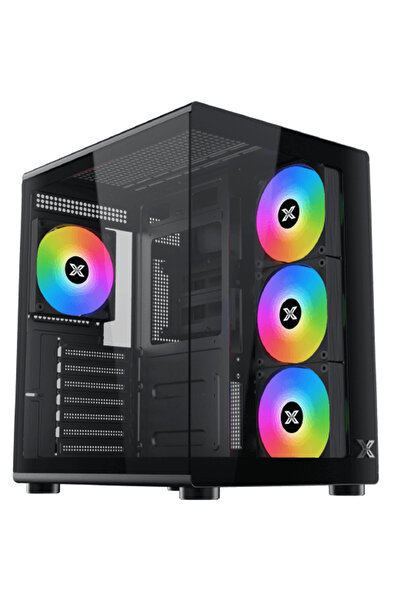 Xigmatek Aqua Compact Air ATX mid Tower PC Case With 4x120mm ARGB Fans - Black