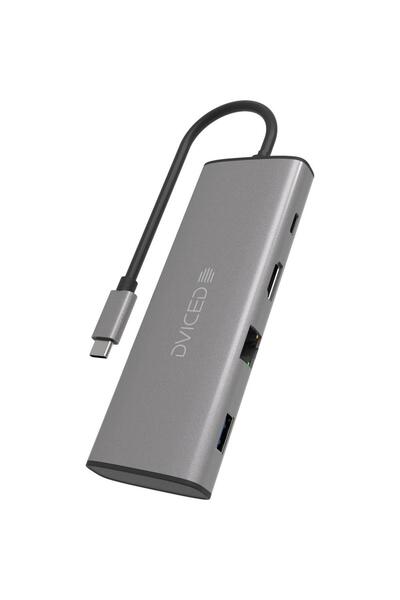 Dviced USB хъб DV300002, USB Type-C, 7-в-1 (Сив)