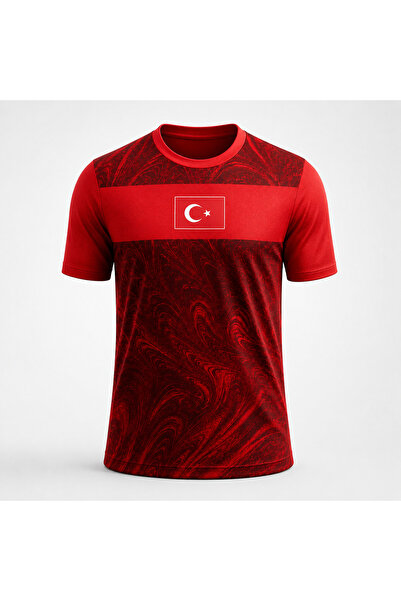 kreuz Türkiye Bayrak Desenli Unisex Taraftar Tişörtü