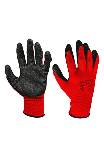 TopStrong Manusi de protectie latex negu poliester rosu TS