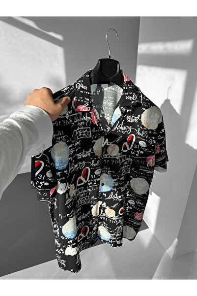 NO1 KONSEPT Black Abstract Graffiti Patterned Efil Efil Alaçatı Shirt