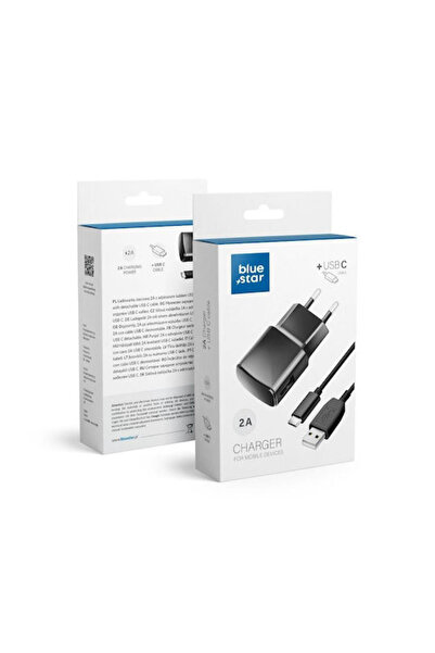 Blue Φορτιστής Star με θύρα USB-A και καλώδιο USB-C, Μαύρο (5901737373311)